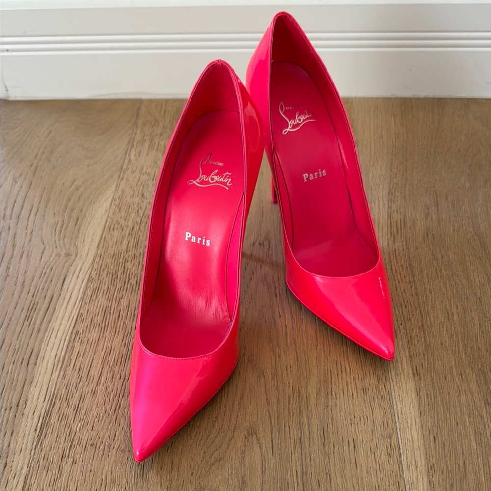 Christian Louboutin Patent Neon Pink Pointed Toe Pumps